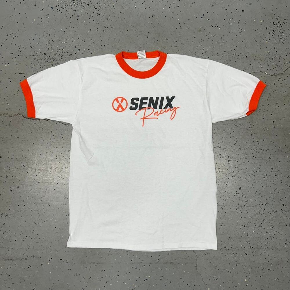 VTG/Y2K Senix Racing white and orange ringer t-shirt